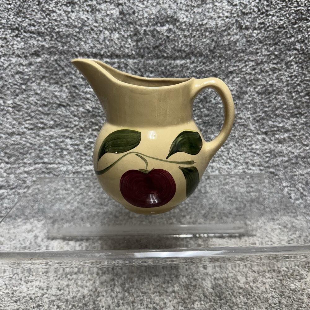 Vintage Watt Ovenware Pottery # 15 USA Pitcher Teardop Apple Country Farmhouse
